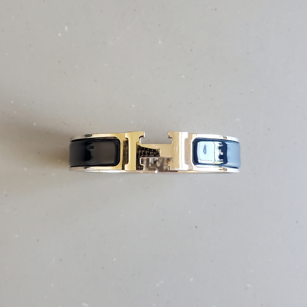 Hermès Clic H Bangle Bracelet Bleu Nuit Palladium HW PM